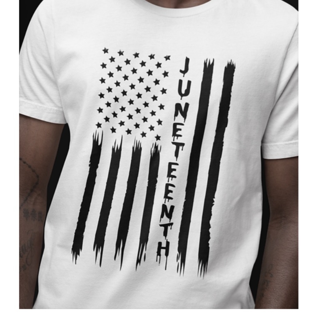Juneteenth Black flag on Gildan 100% cotton Tshirt. Clearance sale $12